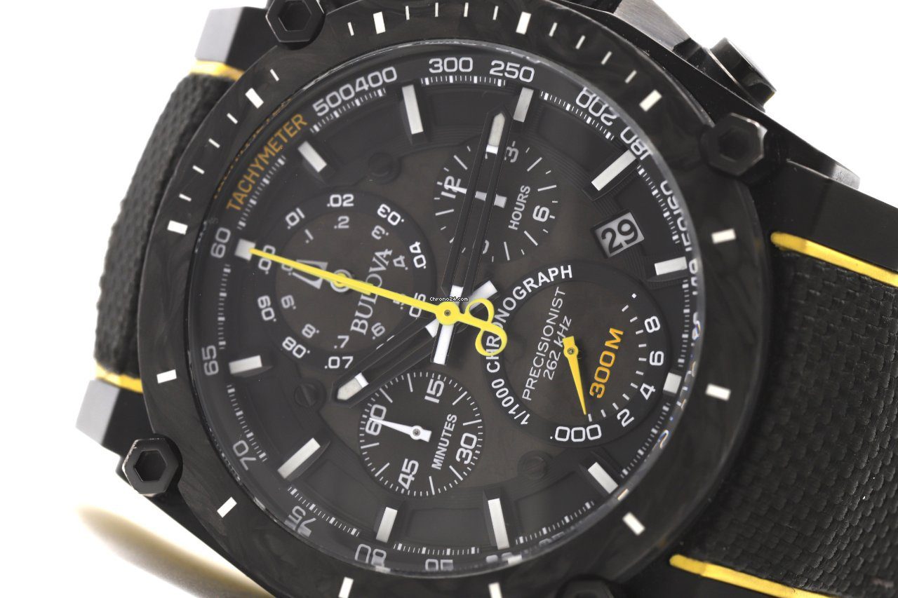 Bulova Precisionist Champlain Chronograph Carbon Bezel Quartz Watch 98B312