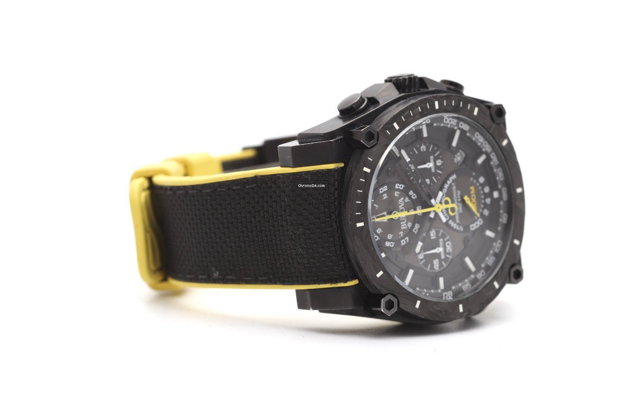 Bulova Precisionist Champlain Chronograph Carbon Bezel Quartz Watch 98B312