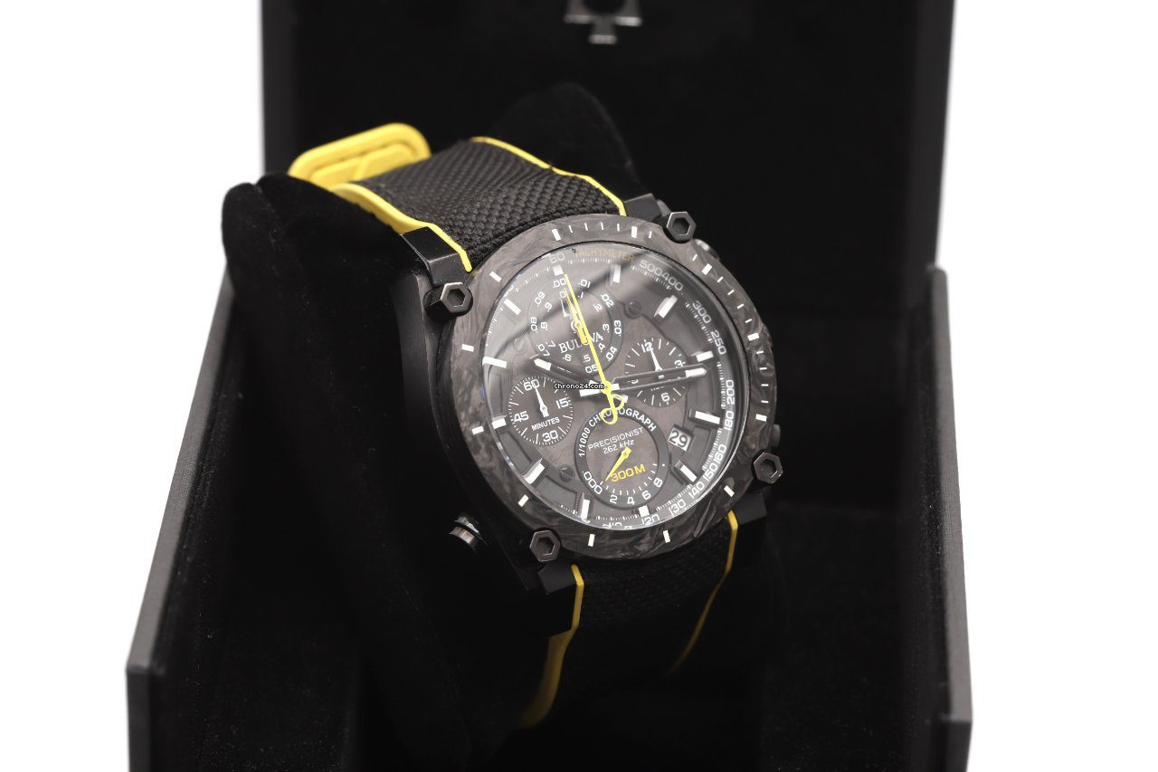 Bulova Precisionist Champlain Chronograph Carbon Bezel Quartz Watch 98B312