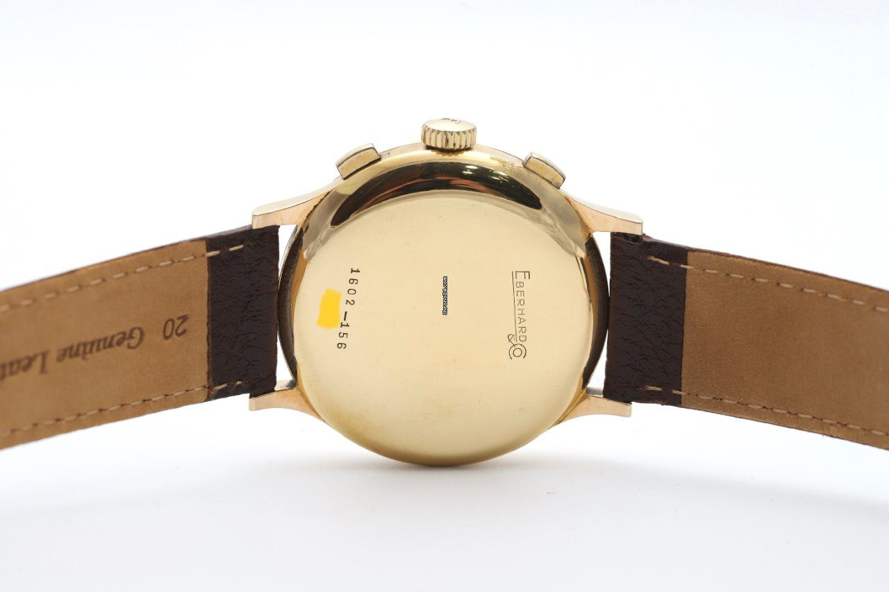 Eberhard & Co Extra-fort Chronograph 18K Yellow Gold Manual Wind Watch 1602-156