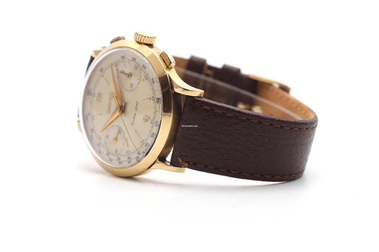 Eberhard & Co Extra-fort Chronograph 18K Yellow Gold Manual Wind Watch 1602-156