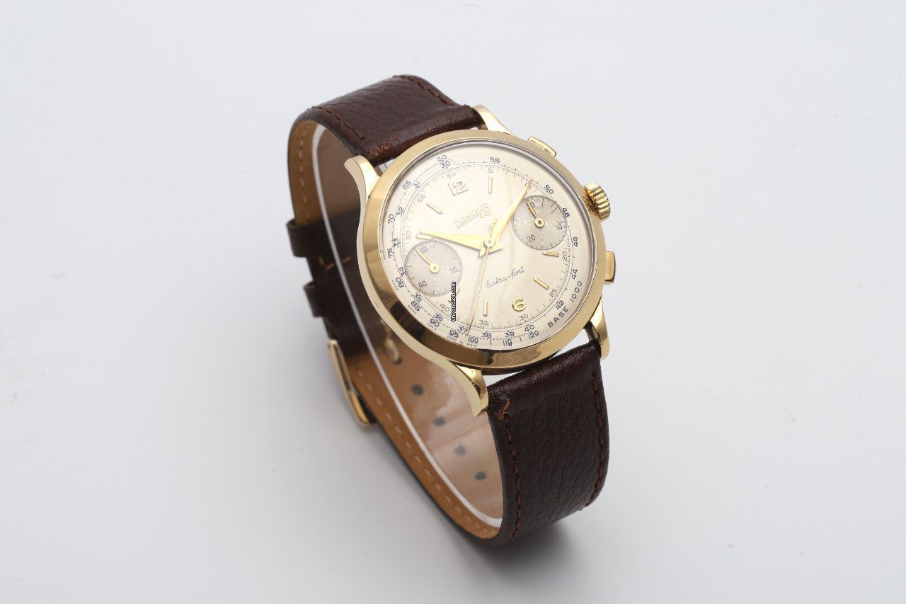 Eberhard & Co Extra-fort Chronograph 18K Yellow Gold Manual Wind Watch 1602-156