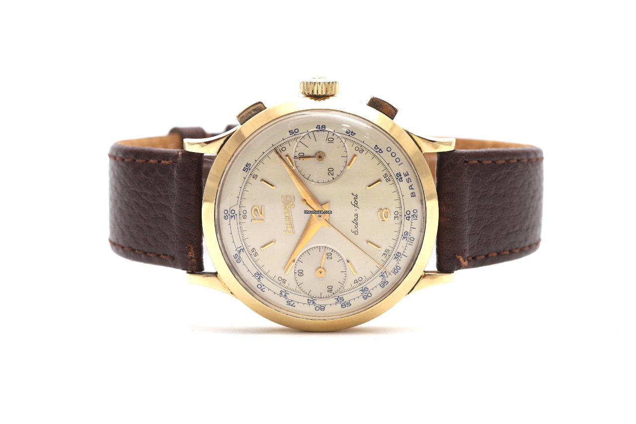Eberhard & Co Extra-fort Chronograph 18K Yellow Gold Manual Wind Watch 1602-156