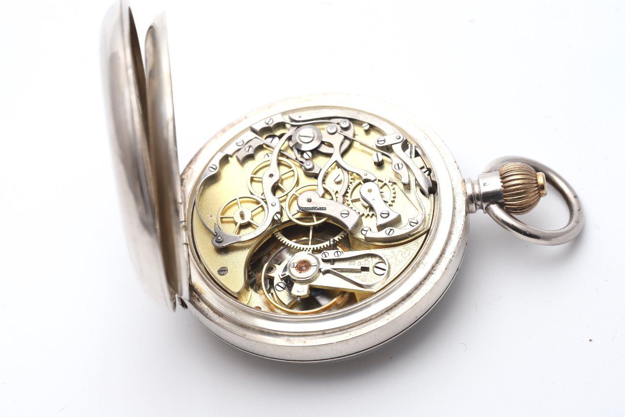 Reid & Sons Chronograph Silver Rare 1900s Pocket Watch with OMEGA Movement