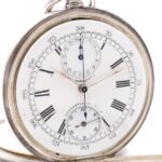 Reid & Sons Chronograph Silver Rare 1900s Pocket Watch with OMEGA Movement