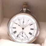 Reid & Sons Chronograph Silver Rare 1900s Pocket Watch with OMEGA Movement