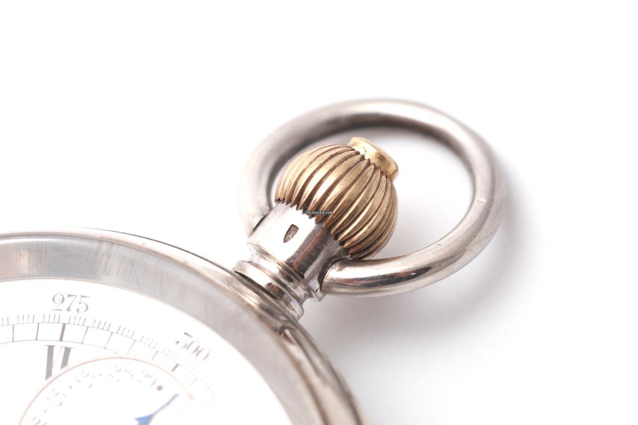 Reid & Sons Chronograph Silver Rare 1900s Pocket Watch with OMEGA Movement