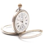 Reid & Sons Chronograph Silver Rare 1900s Pocket Watch with OMEGA Movement