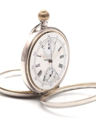 Reid & Sons Chronograph Silver Rare 1900s Pocket Watch with OMEGA Movement