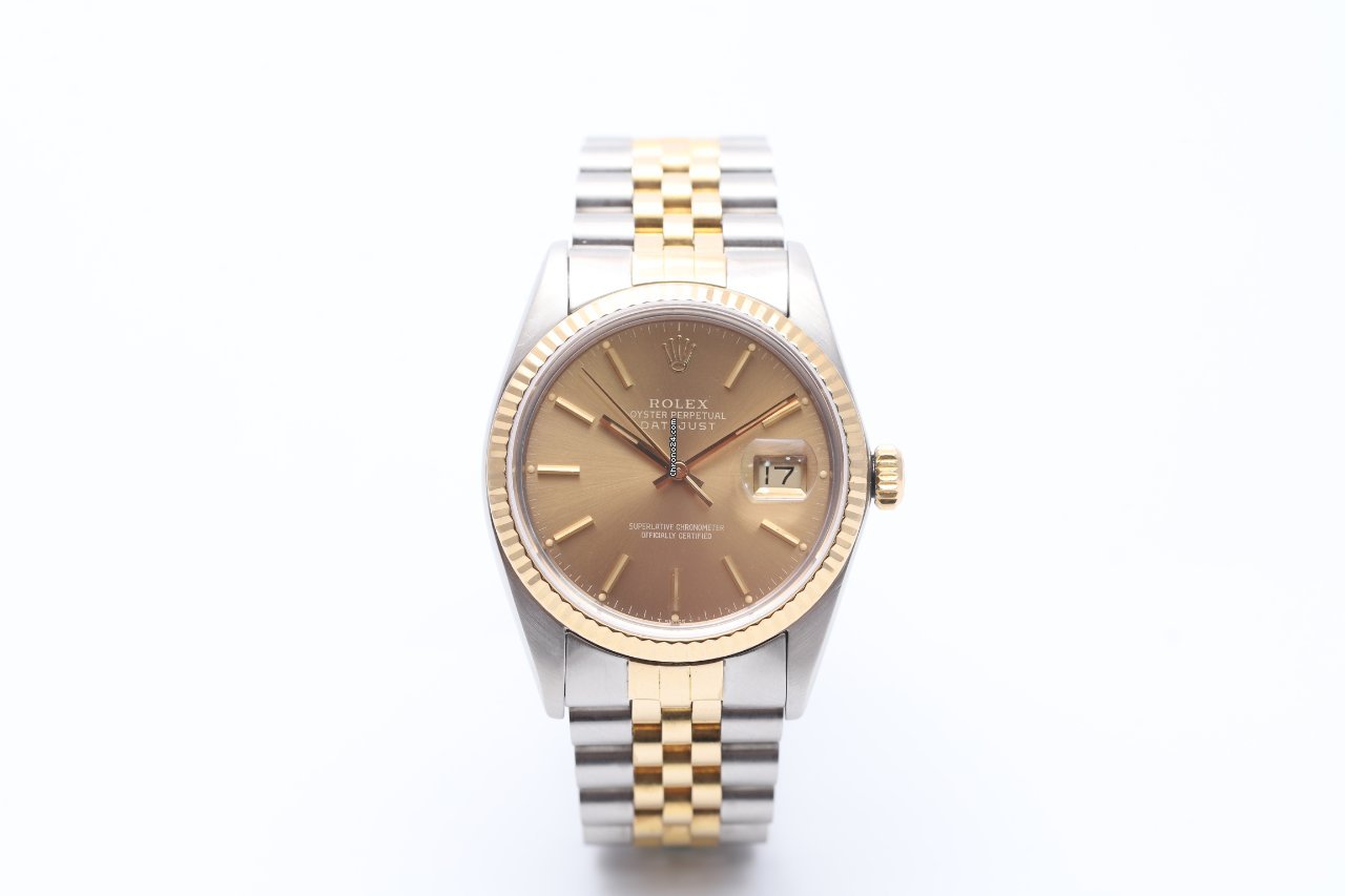 Rolex Datejust 36 Bronze Dial Steel & Gold Automatic Watch 16013