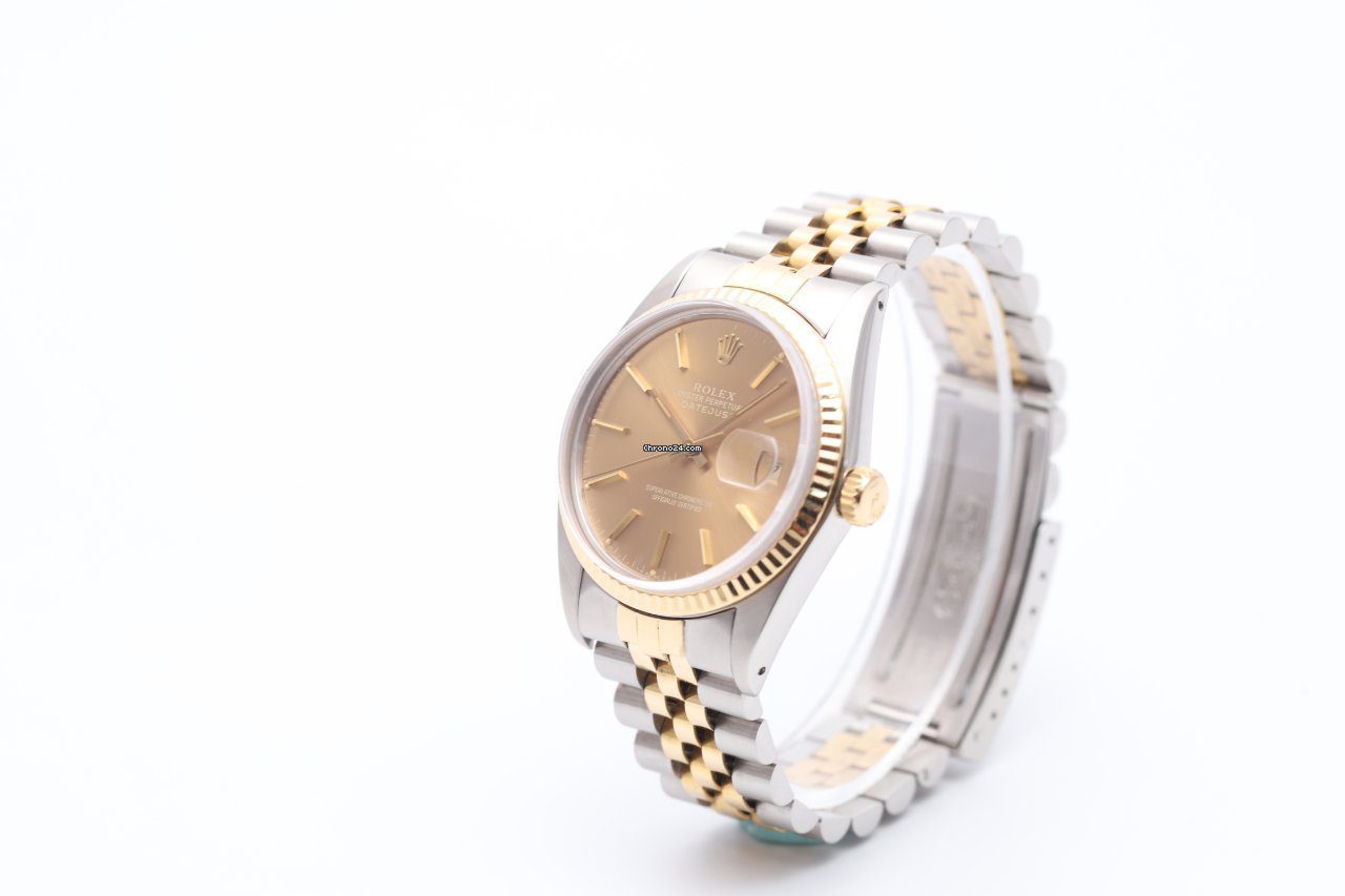 Rolex Datejust 36 Bronze Dial Steel & Gold Automatic Watch 16013