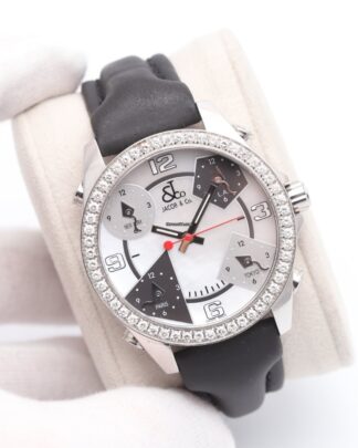 Jacob & Co Five Time Zones Diamond Bezel and Mother of Pearl Dial Quartz Watch