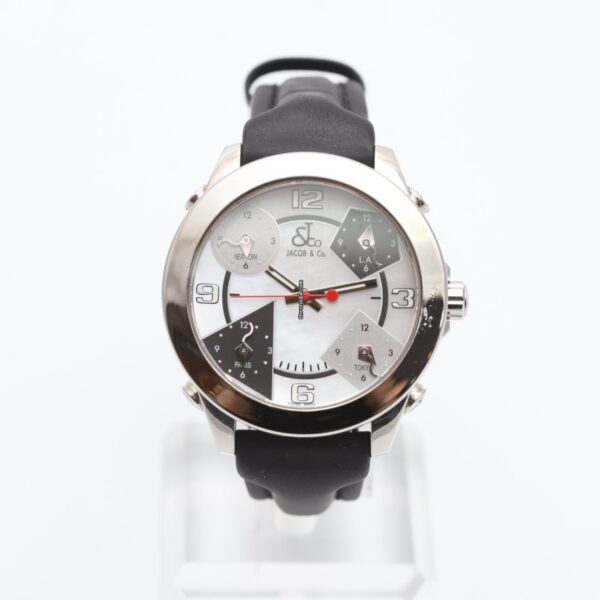 Jacob & Co Five Time Zones Diamond Bezel and Mother of Pearl Dial Quartz Watch