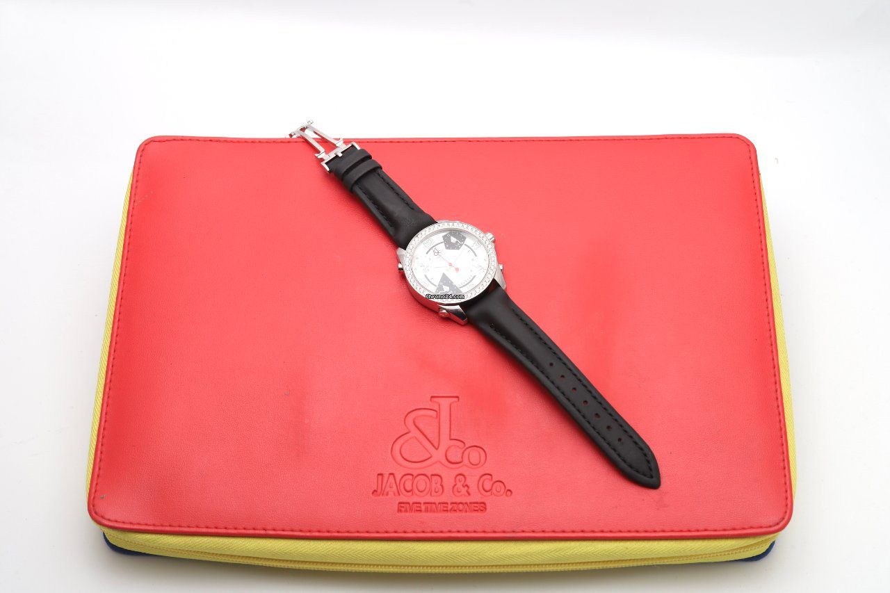 Jacob & Co Five Time Zones Diamond Bezel and Mother of Pearl Dial Quartz Watch