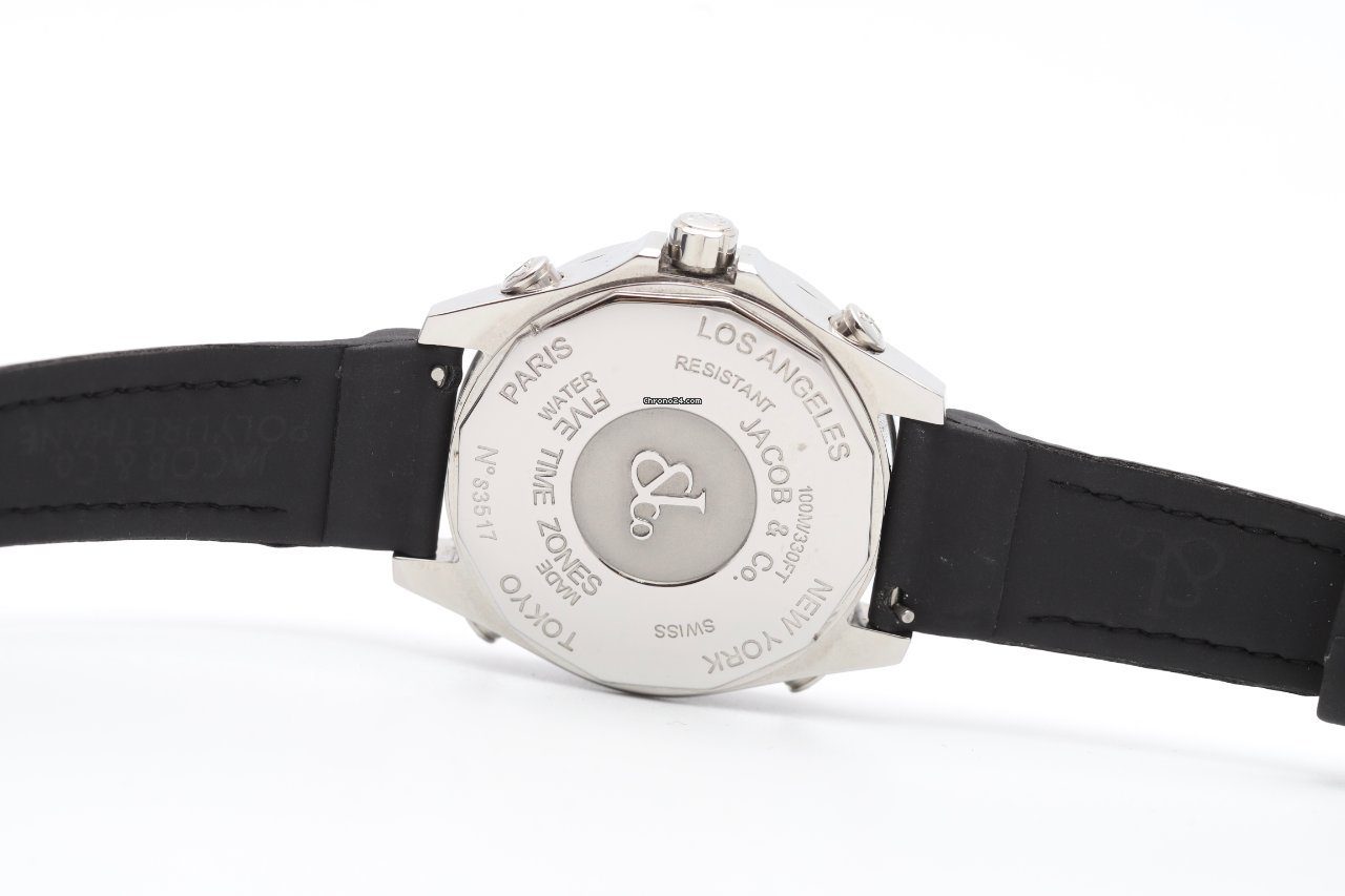 Jacob & Co Five Time Zones Diamond Bezel and Mother of Pearl Dial Quartz Watch