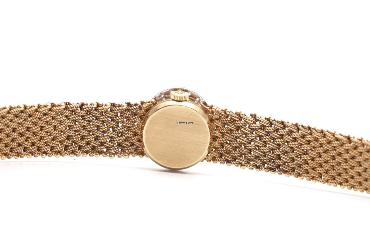 Bueche Girod Vintage 9ct Yellow Gold Diamond Bezel 1970s Manual Wind Watch