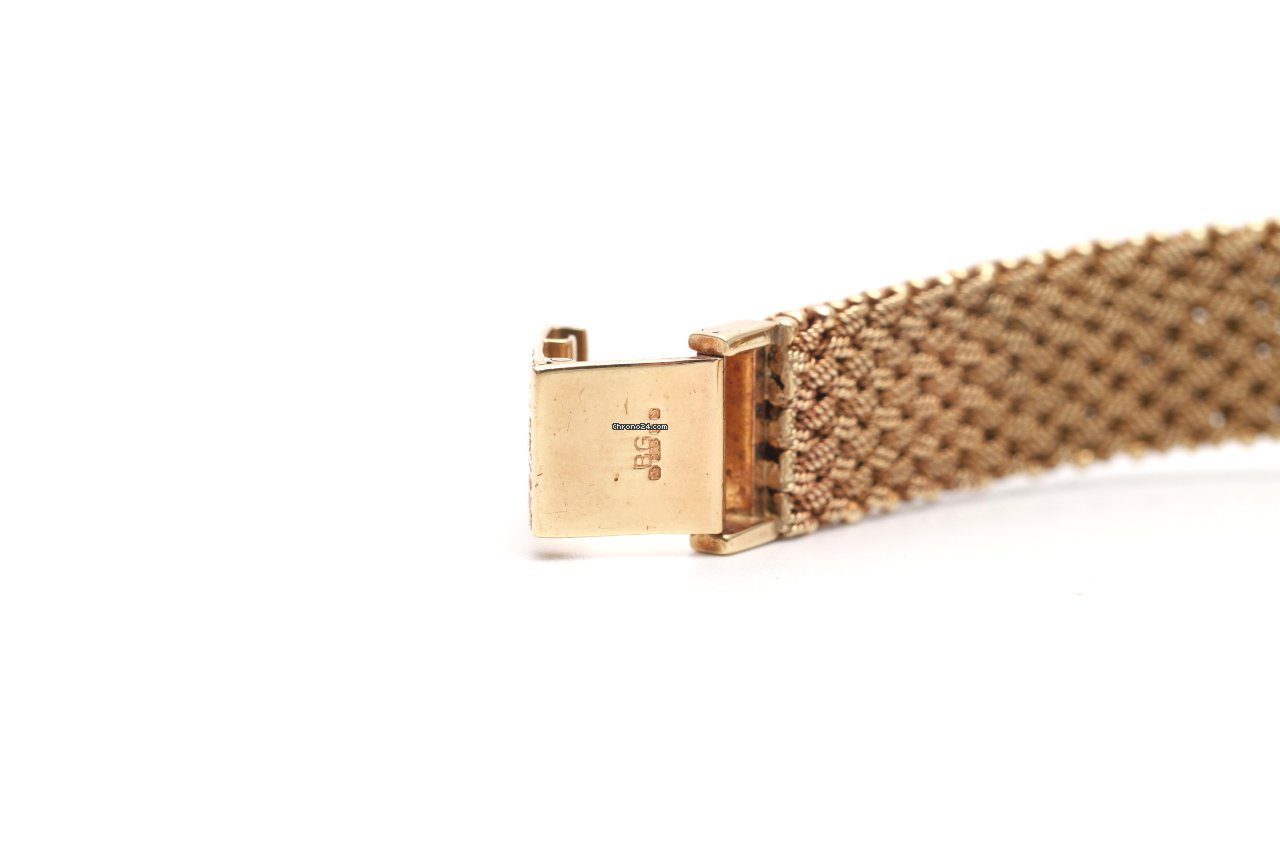 Bueche Girod Vintage 9ct Yellow Gold Diamond Bezel 1970s Manual Wind Watch