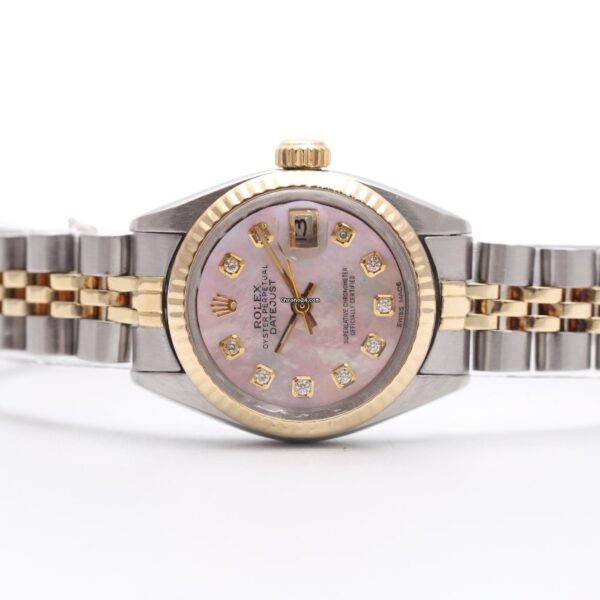 Rolex Lady-Datejust 26 Steel & Gold Mother of Pearl Diamond Dial Automatic Watch 6917