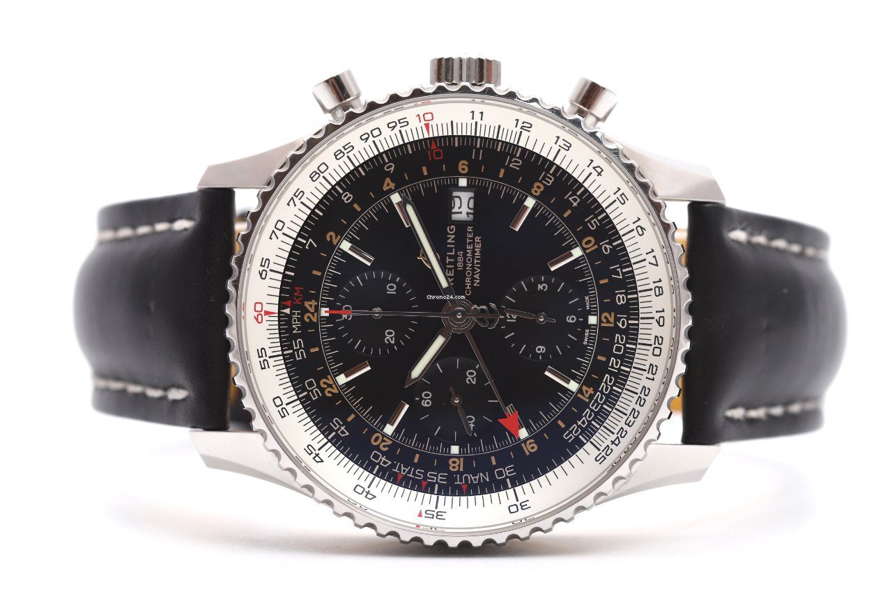 23900474-8fl12yl7sy4jhrtaxcia60fr-ExtraLarge Breitling Navitimer World 46 Black Dial Automatic Watch A24322