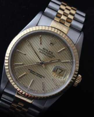 Rolex Datejust 36mm 16233 Champagne Tapestry Dial 18ct Yellow Gold