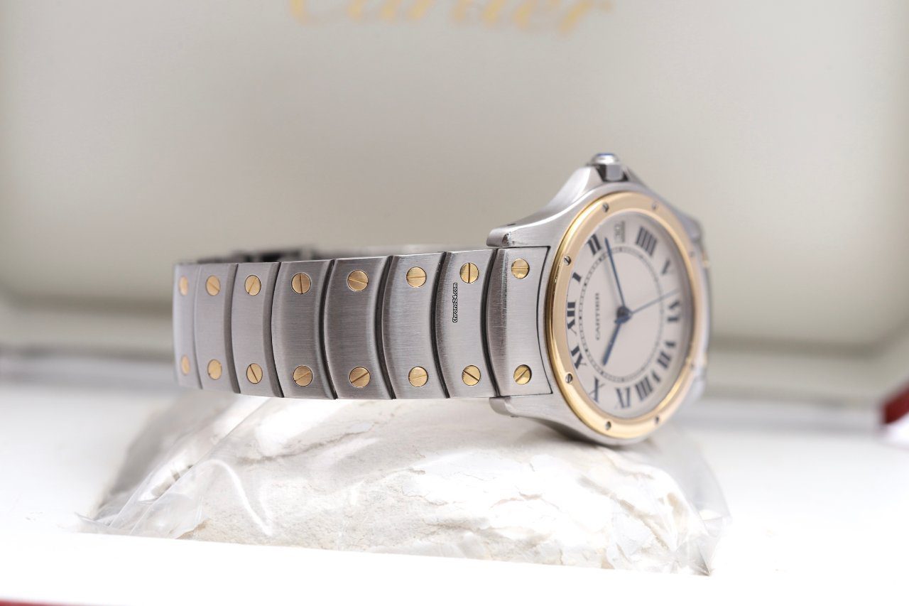 23963558-00hw6445sd2fr696opxgjbbv-ExtraLarge Cartier Santos Ronde Galbee Steel & Gold Automatic Watch 1910