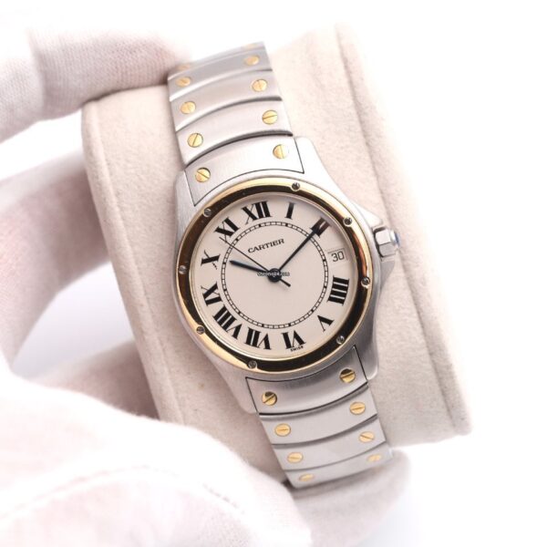 Cartier Santos Ronde Galbee Steel & Gold Automatic Watch 1910