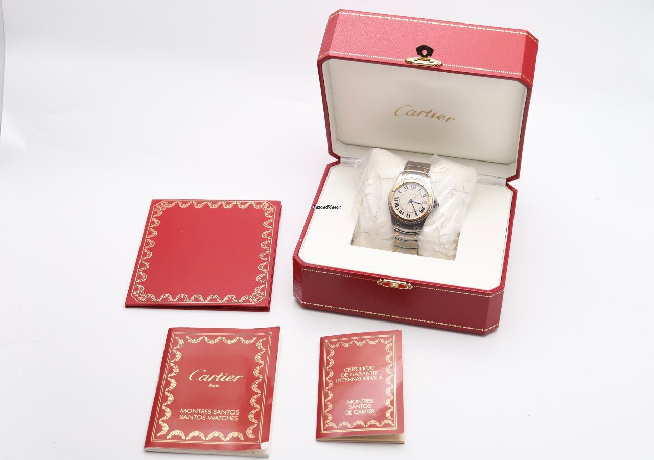 23963558-nf4unnk6qdccilk0ggw7obm9-ExtraLarge Cartier Santos Ronde Galbee Steel & Gold Automatic Watch 1910