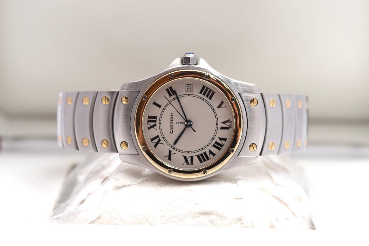 23963558-vi3r0mrbd7jz2p0apmf4gd6p-ExtraLarge Cartier Santos Ronde Galbee Steel & Gold Automatic Watch 1910