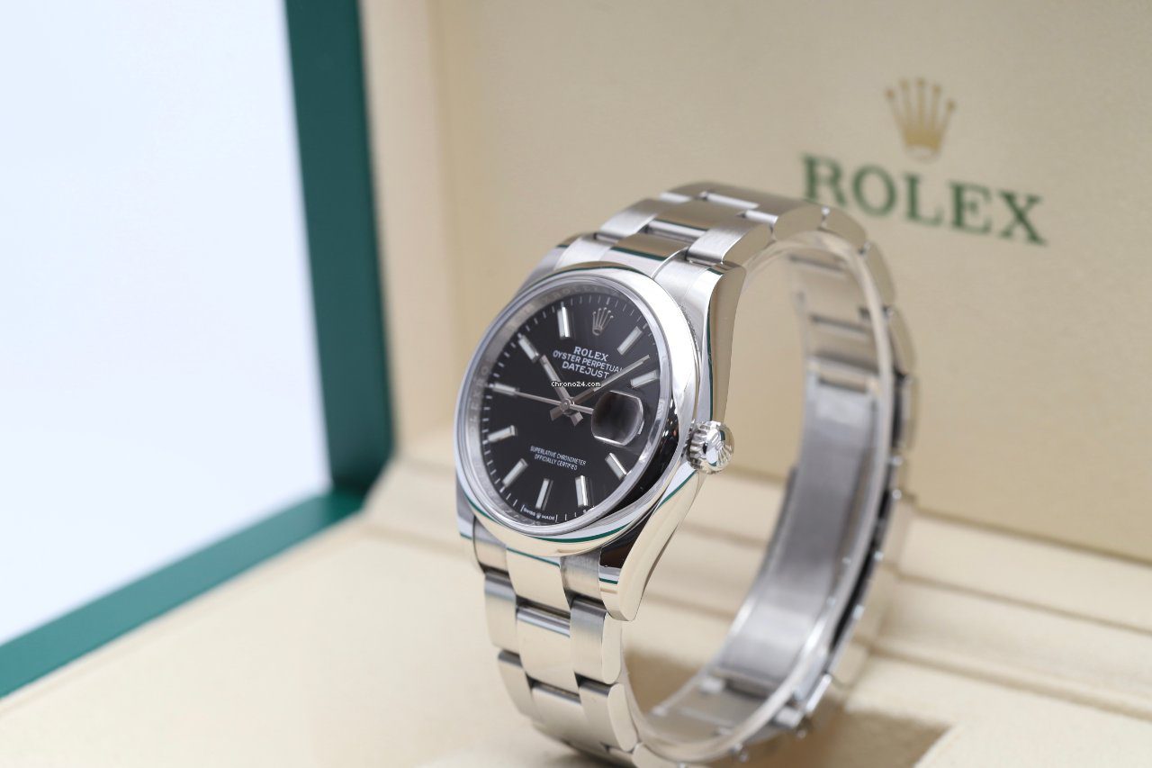 23971419-67af1hontahl1lsmtytblit2-ExtraLarge Rolex Datejust 36 Black Steel Oyster Bracelet Automatic Watch 126200