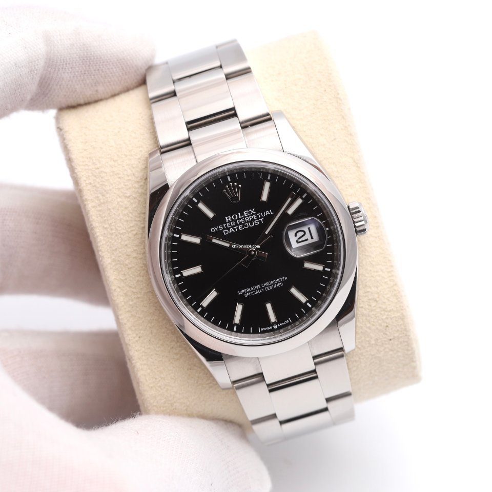 23971419-qxl4e1u6j6h2syho67ef7rrc-ExtraLarge Rolex Datejust 36 Black Steel Oyster Bracelet Automatic Watch 126200