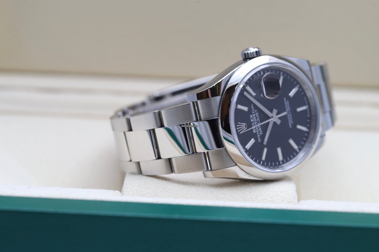 23971419-y6jnhbpf6lpl90fcnabh9r7e-ExtraLarge Rolex Datejust 36 Black Steel Oyster Bracelet Automatic Watch 126200