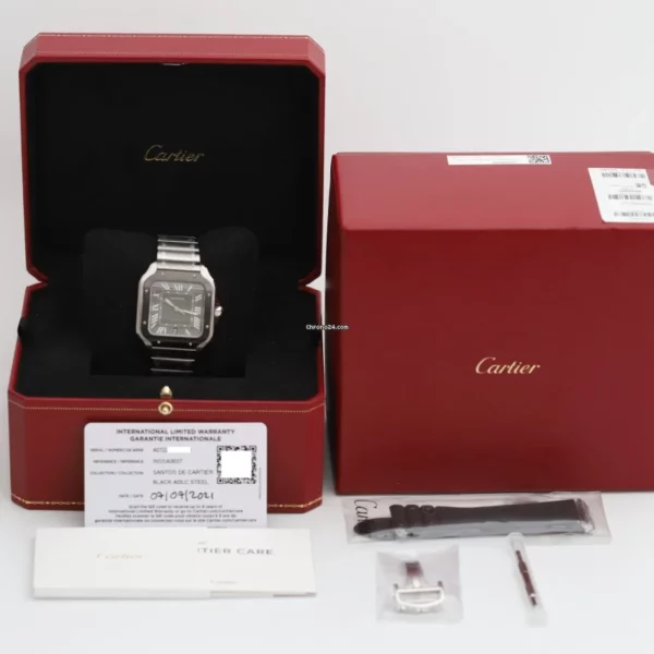 Cartier Santos De Large Automatic Black Dial Men's Watch