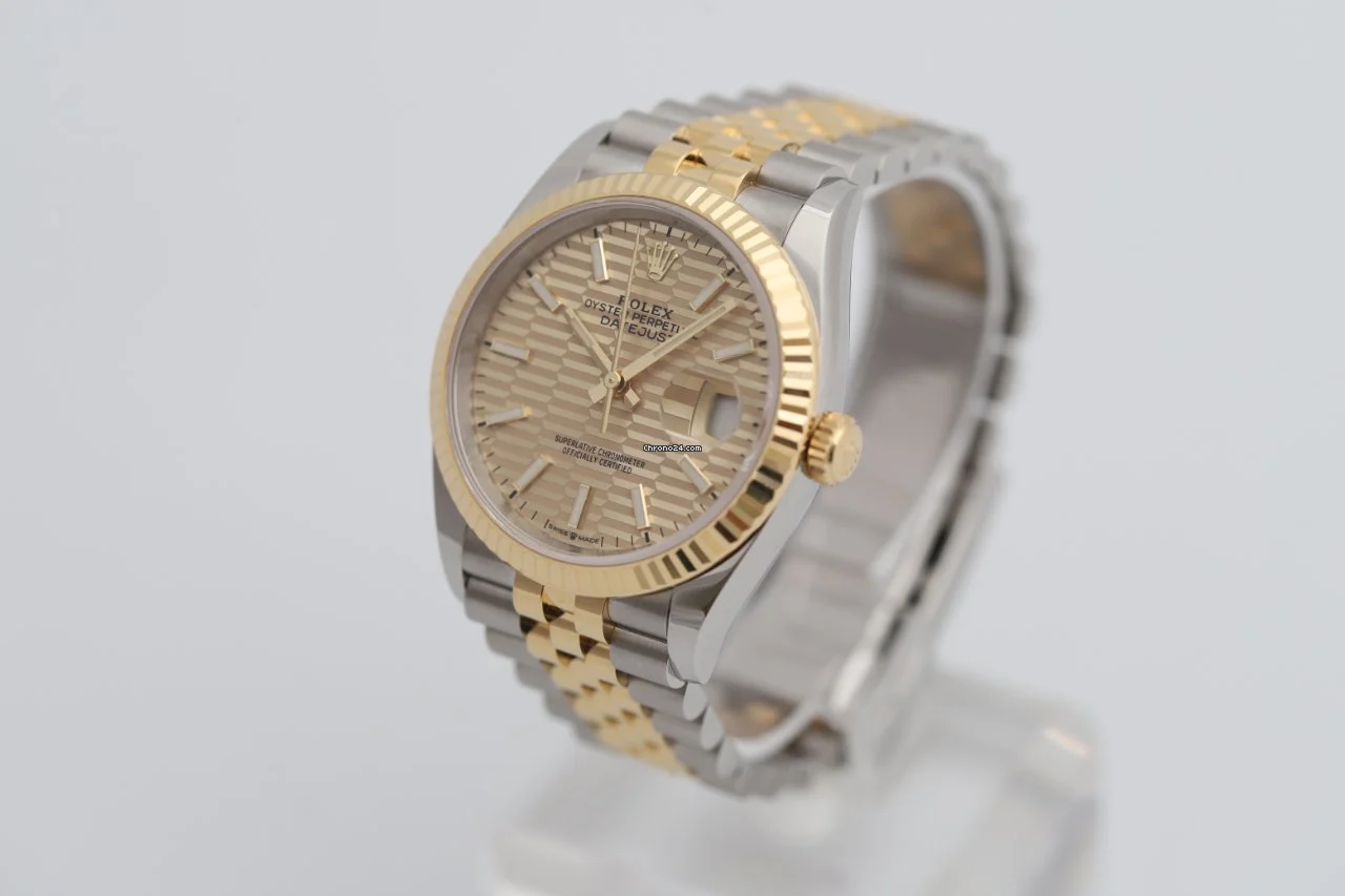 Rolex Datejust 36 Steel & Gold Rare Fluted Dial UNWORN Watch