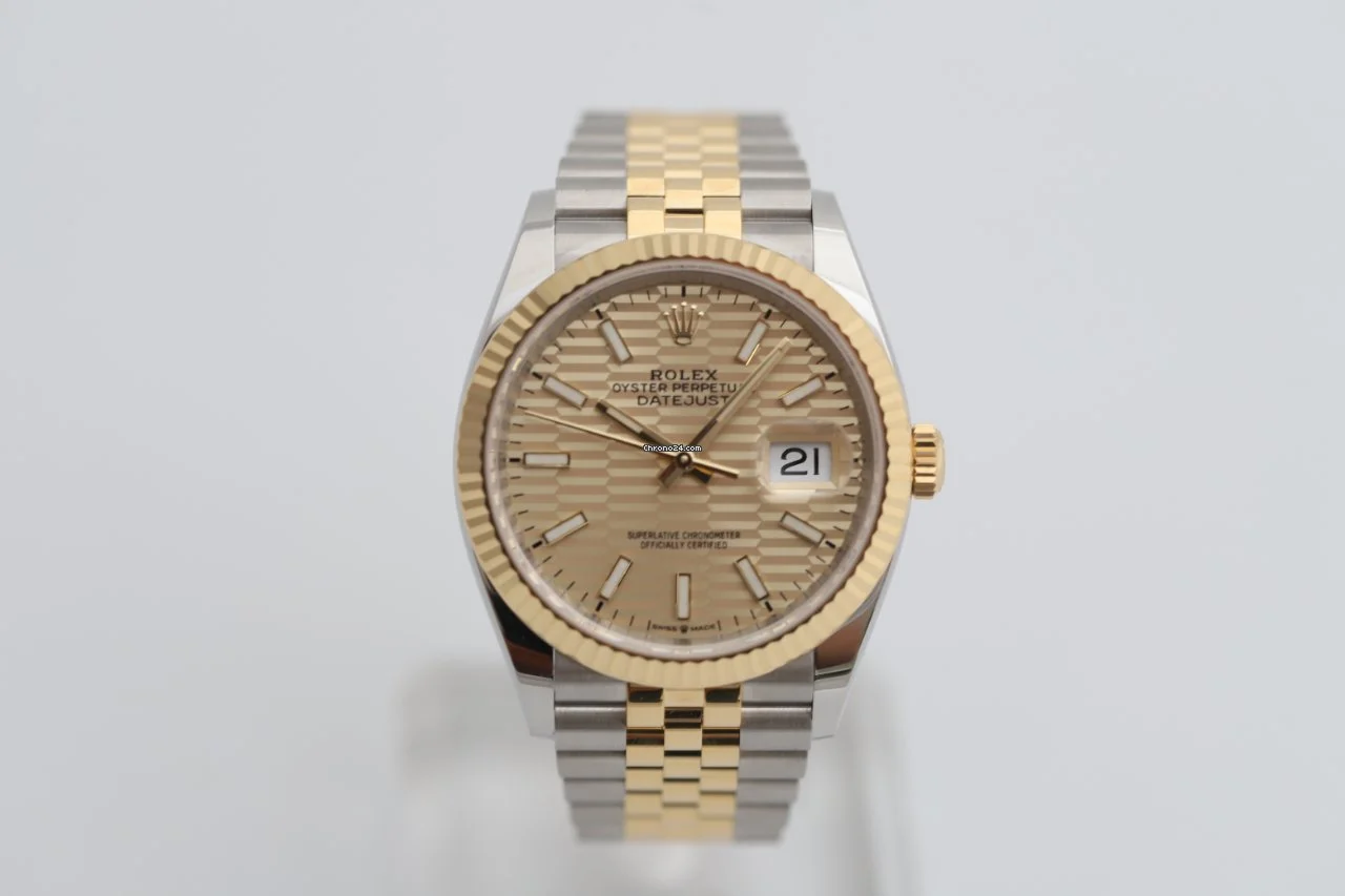 Rolex Datejust 36 Steel & Gold Rare Fluted Dial UNWORN Watch