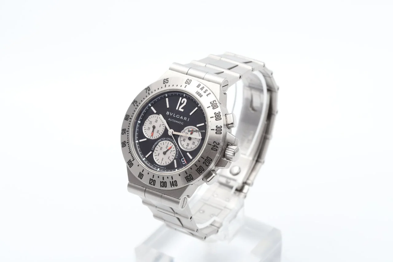 Bulgari Diagono 40mm Black Automatic Chronograph Stainless Steel Watch Bulgari Diagono 40mm Black Automatic Chronograph Stainless Steel Watch