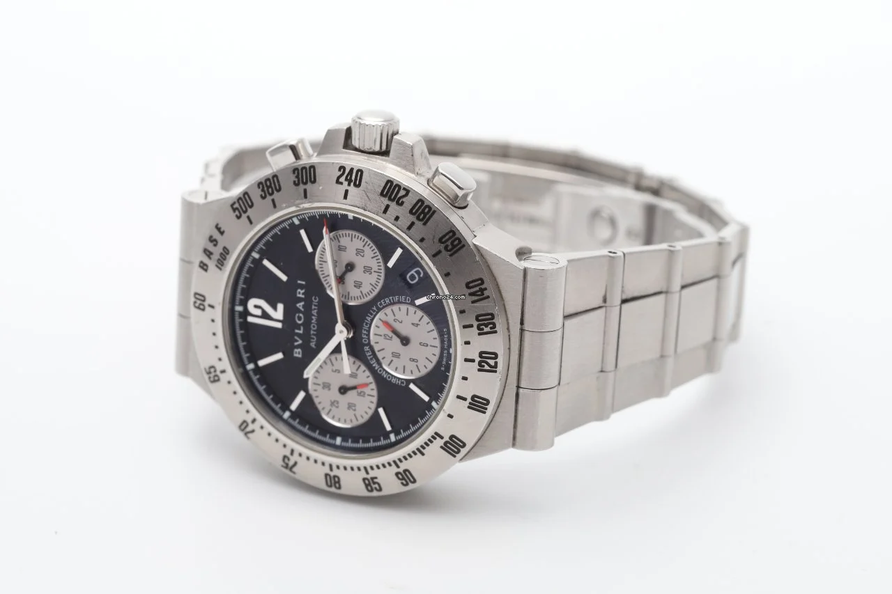 Bulgari Diagono 40mm Black Automatic Chronograph Stainless Steel Watch Bulgari Diagono 40mm Black Automatic Chronograph Stainless Steel Watch