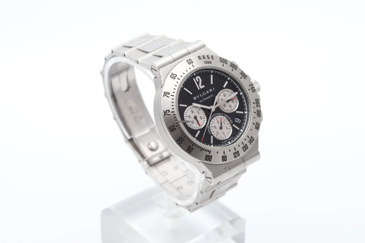 Bulgari Diagono 40mm Black Automatic Chronograph Stainless Steel Watch Bulgari Diagono 40mm Black Automatic Chronograph Stainless Steel Watch