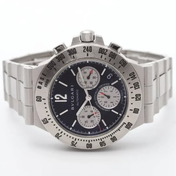 Bulgari Diagono 40mm Black Automatic Chronograph Stainless Steel Watch