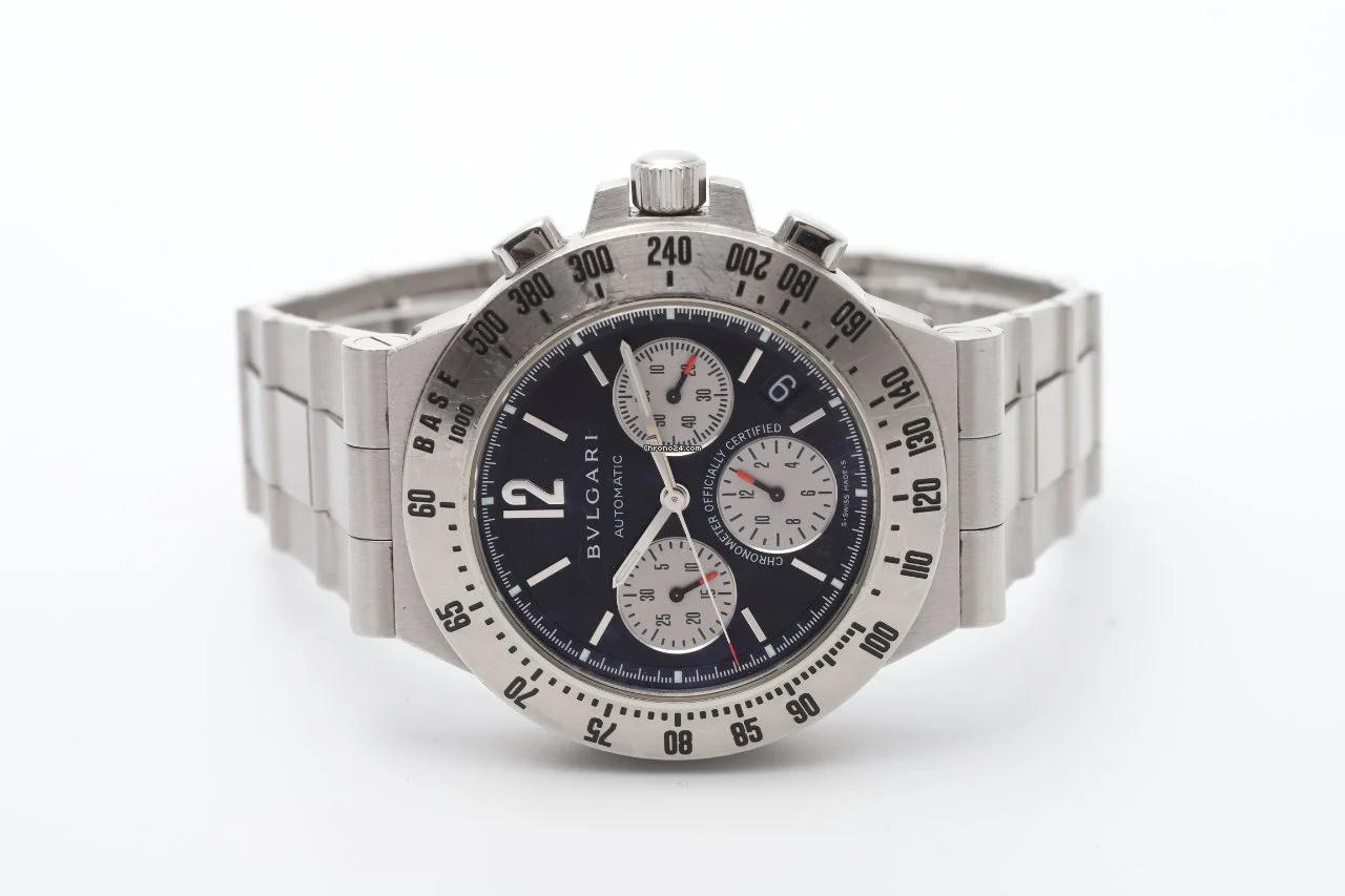 Bulgari Diagono 40mm Black Automatic Chronograph Stainless Steel Watch Bulgari Diagono 40mm Black Automatic Chronograph Stainless Steel Watch