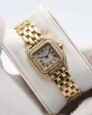 Cartier Panthere 18k Yellow Gold And Factory Diamonds Watch