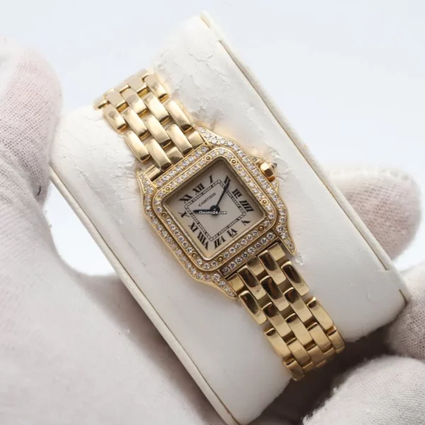 Cartier Panthere 18k Yellow Gold And Factory Diamonds Watch