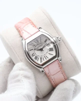 Cartier Roadster Ladies Stainless Steel Pink Strap Watch