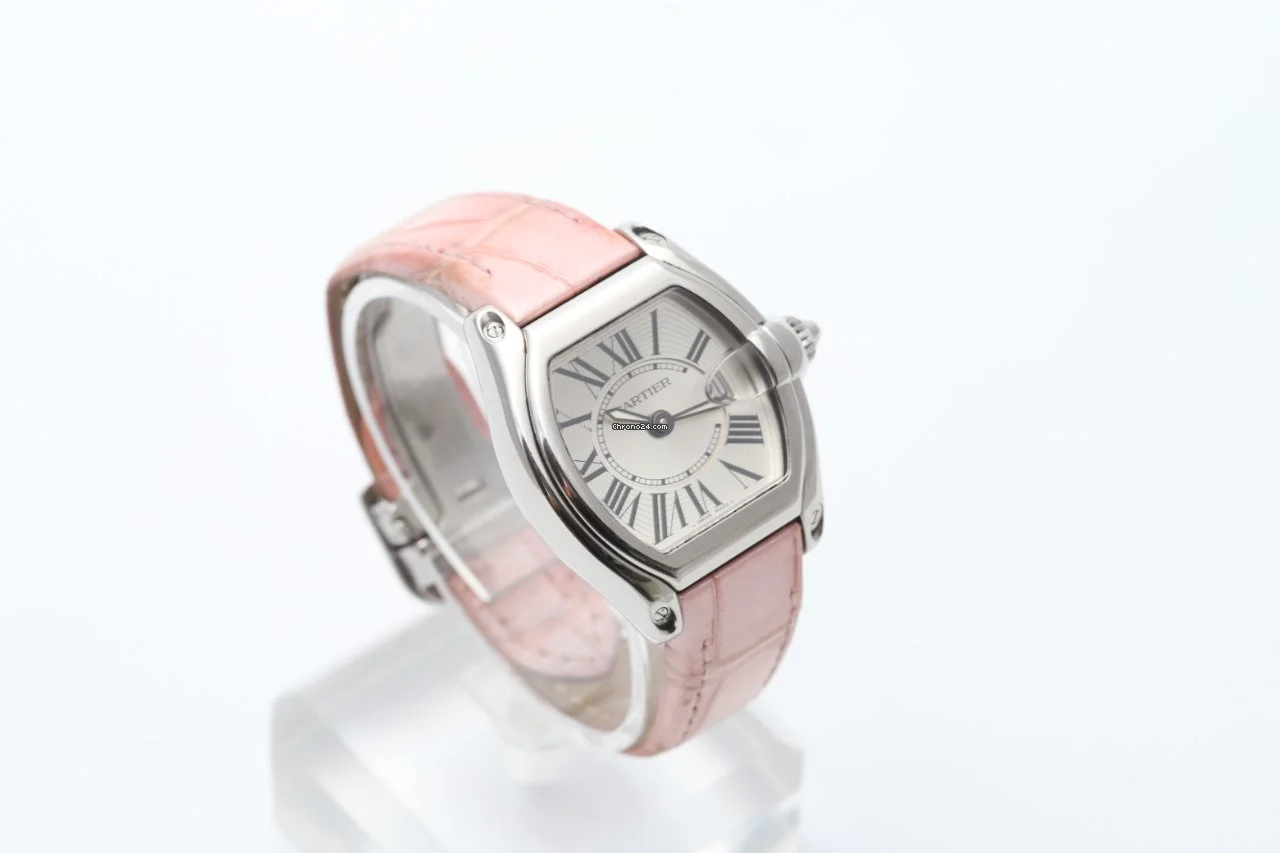 Cartier Roadster Ladies Stainless Steel Pink Strap Watch Cartier Roadster Ladies Stainless Steel Pink Strap Watch