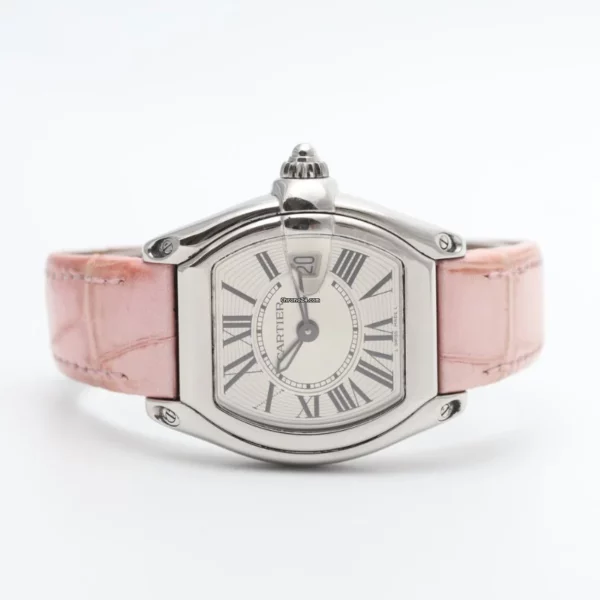 Cartier Roadster Ladies Stainless Steel Pink Strap Watch