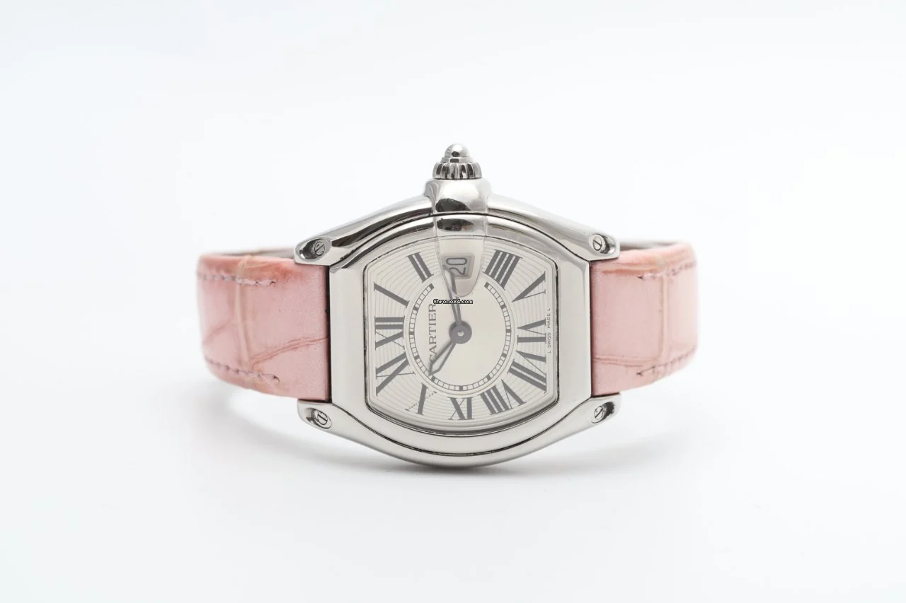 Cartier Roadster Ladies Stainless Steel Pink Strap Watch Cartier Roadster Ladies Stainless Steel Pink Strap Watch