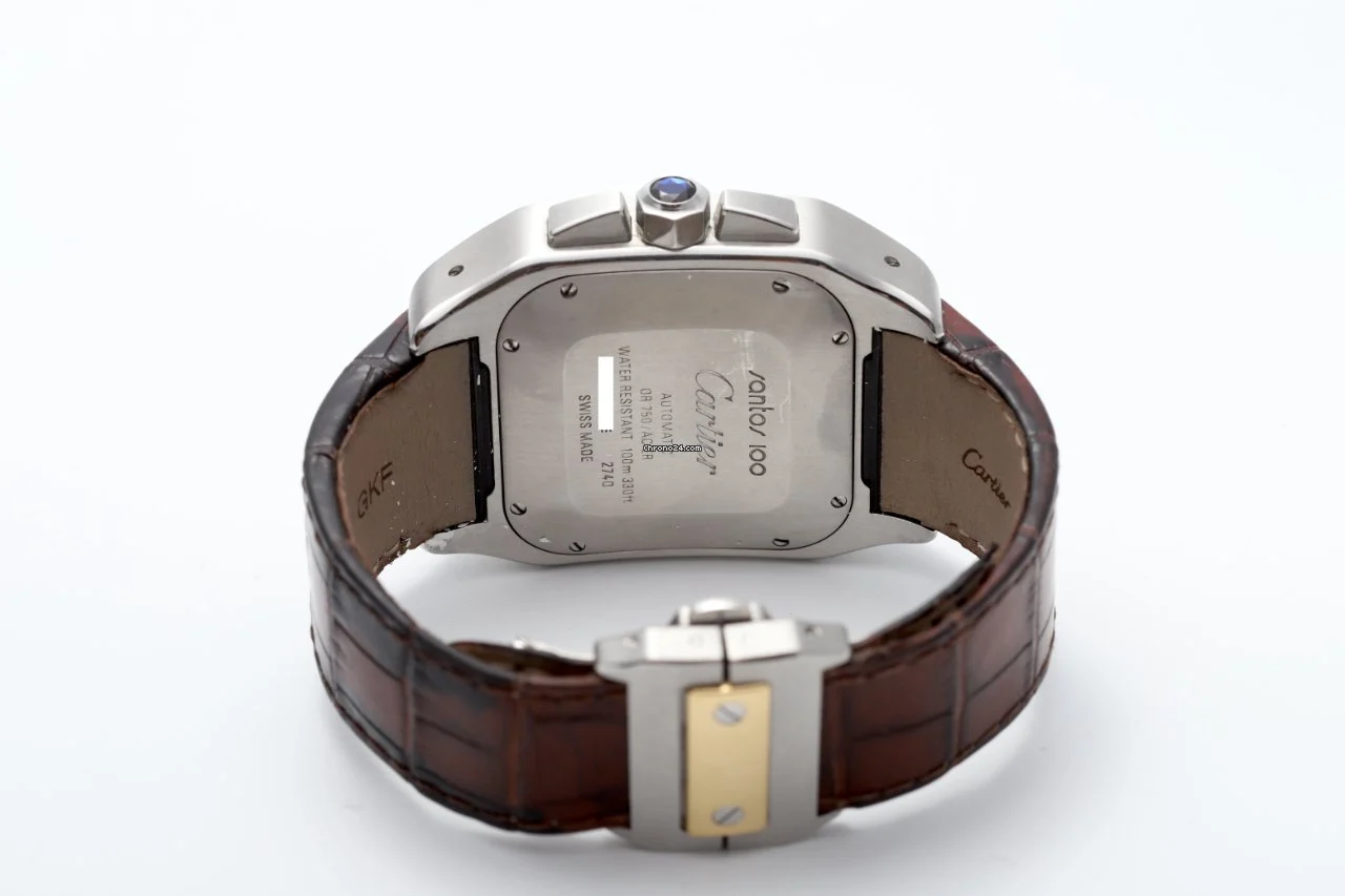 Cartier Santos 100 XL Chronograph Gold Bezel Automatic Cartier Santos 100 XL Chronograph Gold Bezel Automatic
