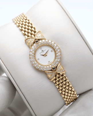 Baume & Mercier 18K  Solid  Gold Diamond Rubies Ladies Watch