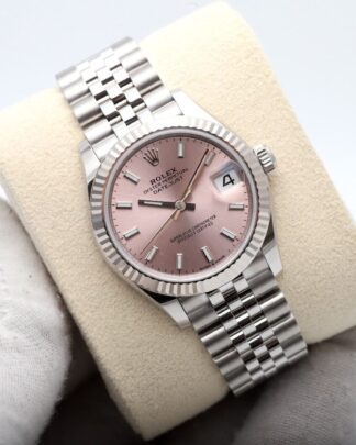 Rolex Datejust 31mm Fluted Bezel Pink Dial Box&Papers 2022 Unworn Womens Watch