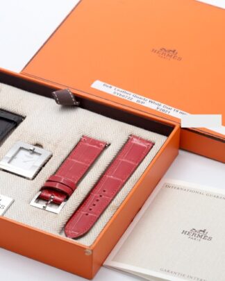 Hermes Belt  Leather Quartz White Dial Double Strap Unworn Ladies Watch