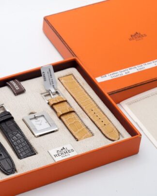 Hermes Belt Leather Quartz White Dial Double Strap Unworn Ladies Watch